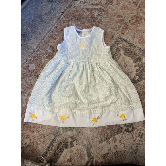 Mayfair Kids Yellow Bee and Floral Green Checkered Dress, Sz 2T - Picture 1 of 9